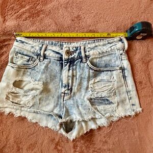 Stylish Blue Distressed Jean Shorts